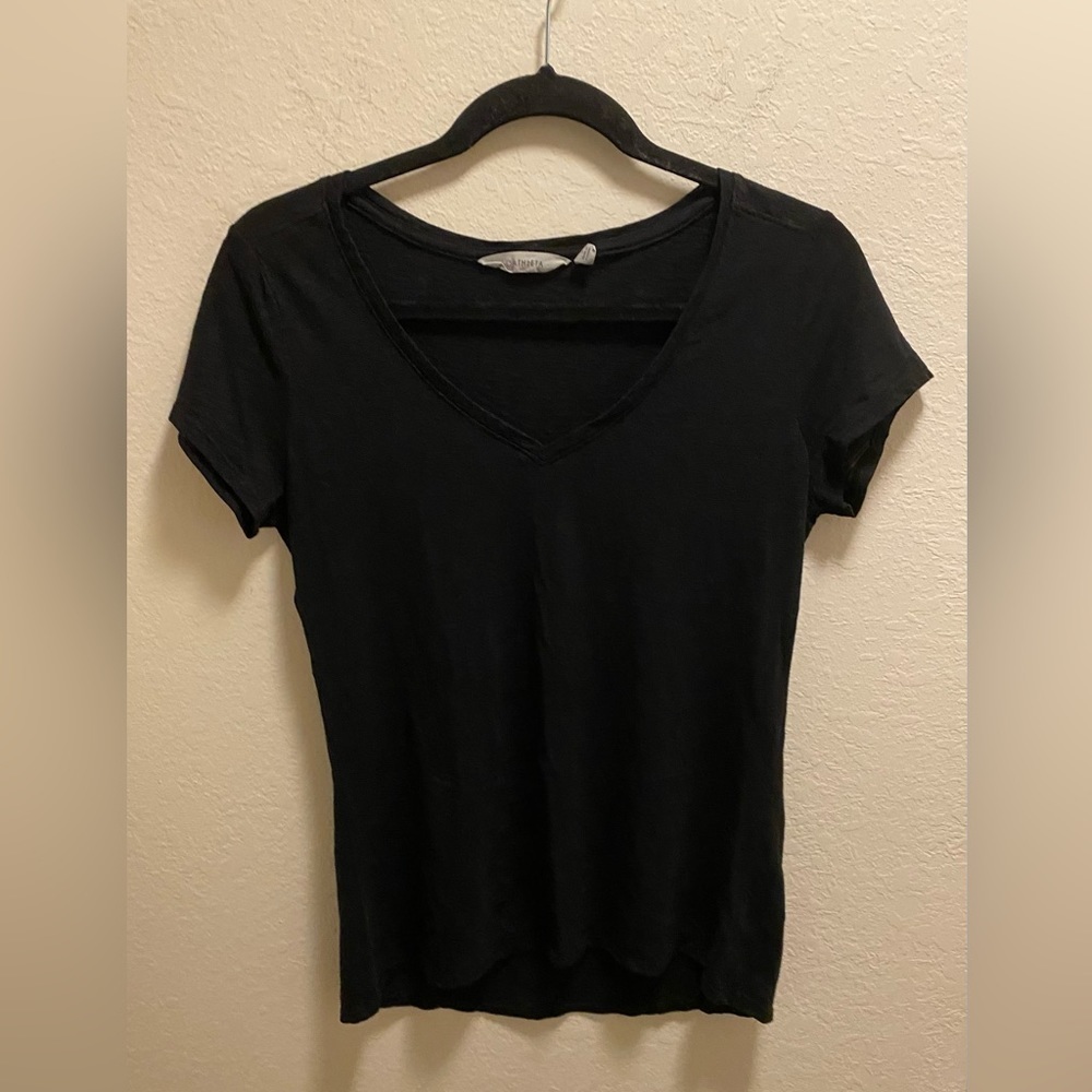 Athleta Black Burnout V-Neck T-shirt